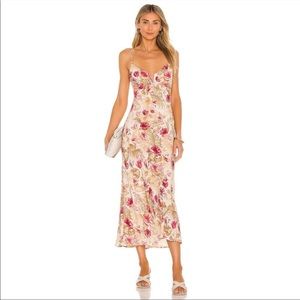 ASTR the Label Coralie Midi Dress in Rose Olive Tropical